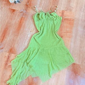Fashion Nova Lime Green Tiered Midi Dress